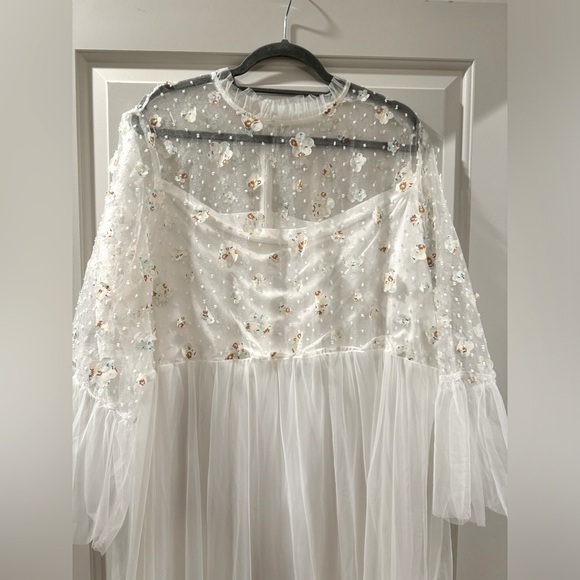 SHEIN Unity Frill Neck Organza Overlay Dress - Picture 3 of 13